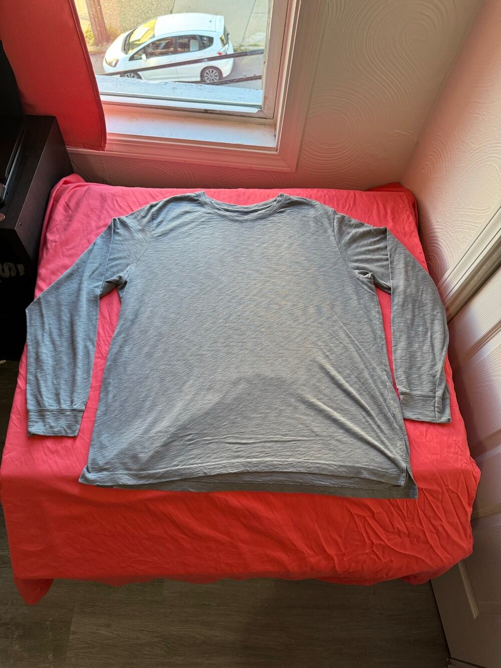 George Men's Gray Long-Sleeve Slub Crewneck Tee (XL)